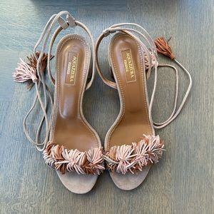 NWT Aquazzura Wild thing suede sandal - taupe 50mm